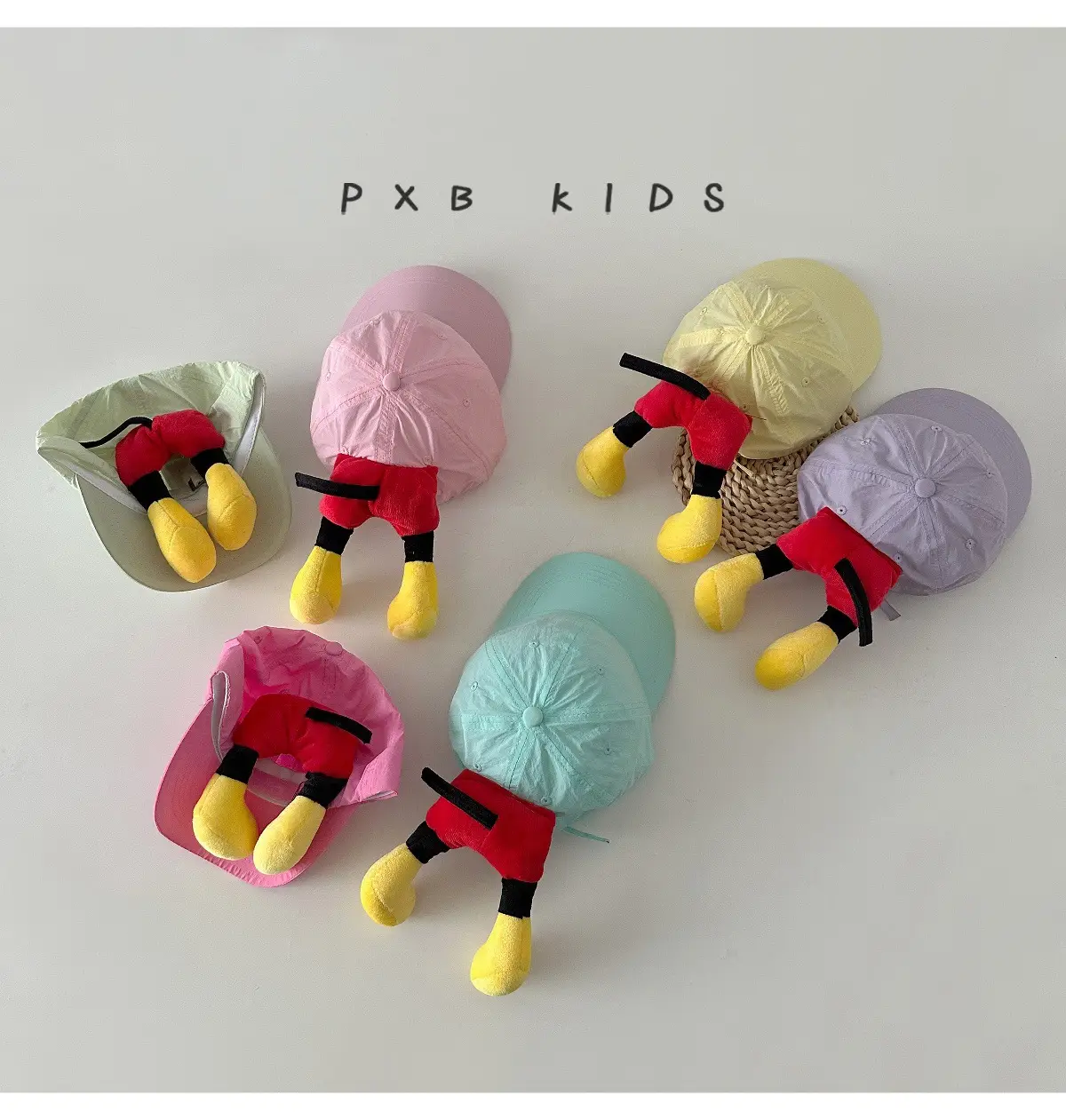 Cute Cartoon Butt Duck Cap for Kids Pink Yellow — feature 2