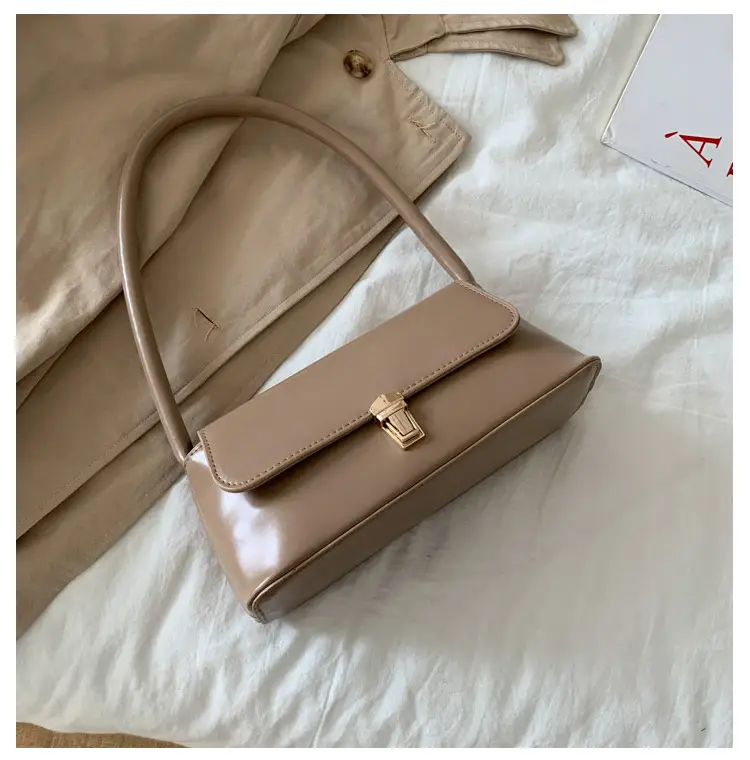 Women's Brown Leather Shoulder Bag with Gold Clasp — feature 22