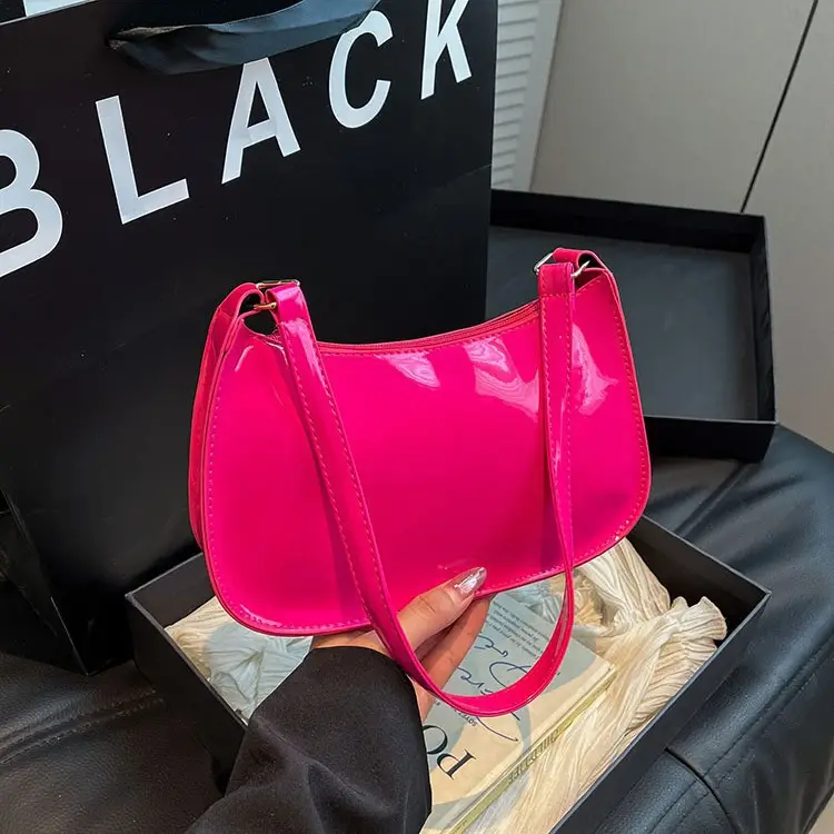 2025 Pink Glossy Korean Style Crossbody Bag - Image 7