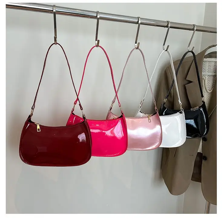 2025 Pink Glossy Korean Style Crossbody Bag - Image 9