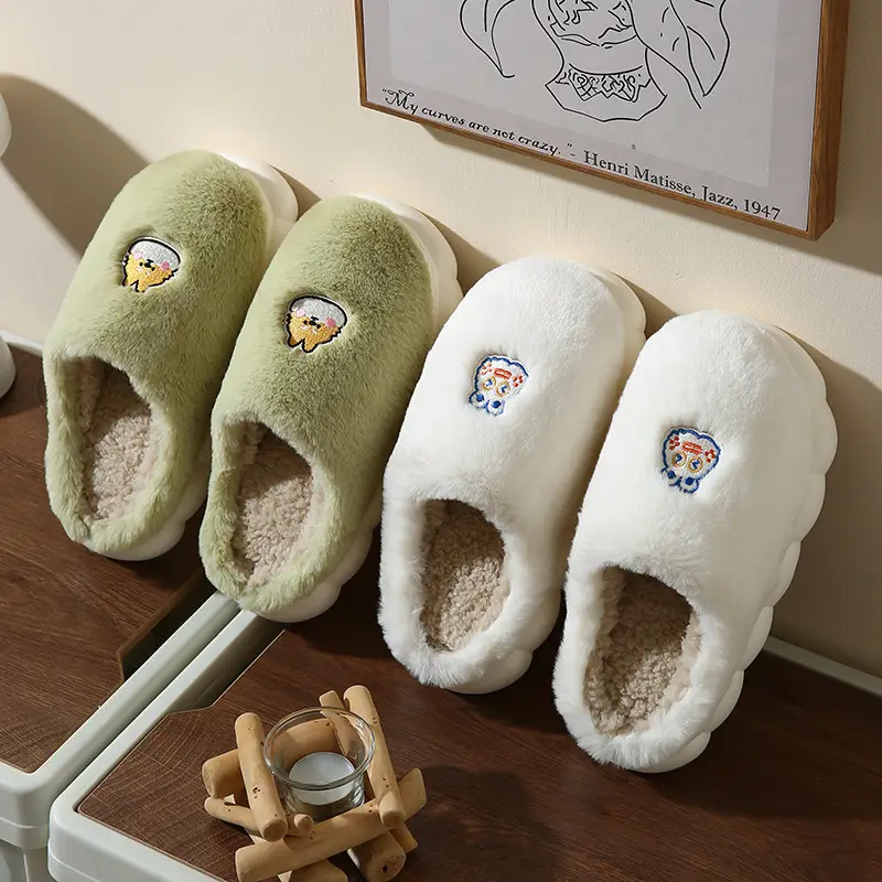 Spot New Animal Cotton Slippers for Women in Autumn and Winter Indoor Warm Home Shoes Couple Slippers Men's Winter Home Shoes - Image 8
