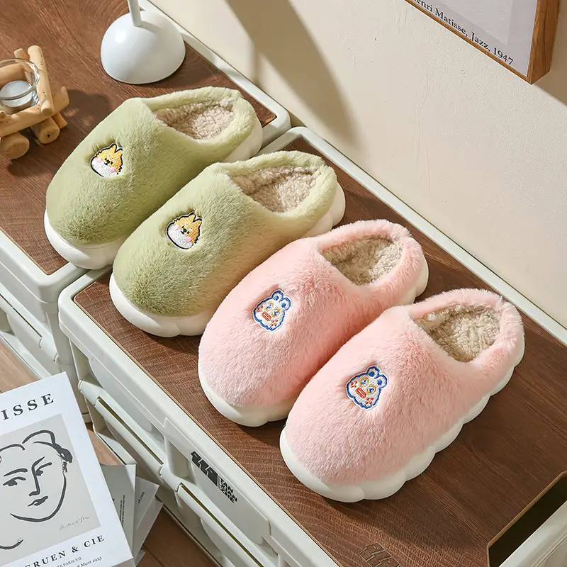 Spot New Animal Cotton Slippers for Women in Autumn and Winter Indoor Warm Home Shoes Couple Slippers Men's Winter Home Shoes - Image 9
