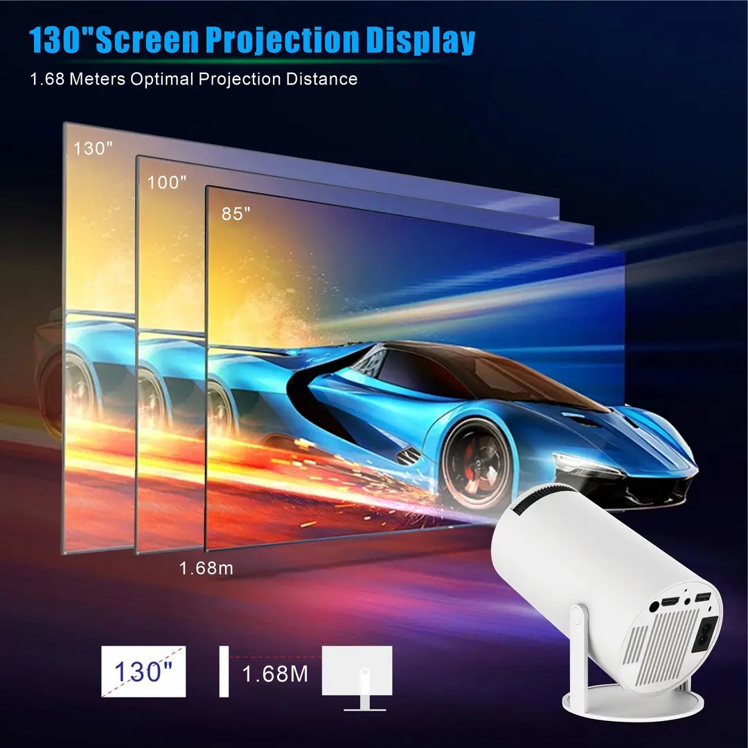 Cross-Border Hy300Pro Portable Mini Hy300 Outdoor Home High-Definition 180-Degree Bubble Tube Smart Projector Wholesale — feature 4