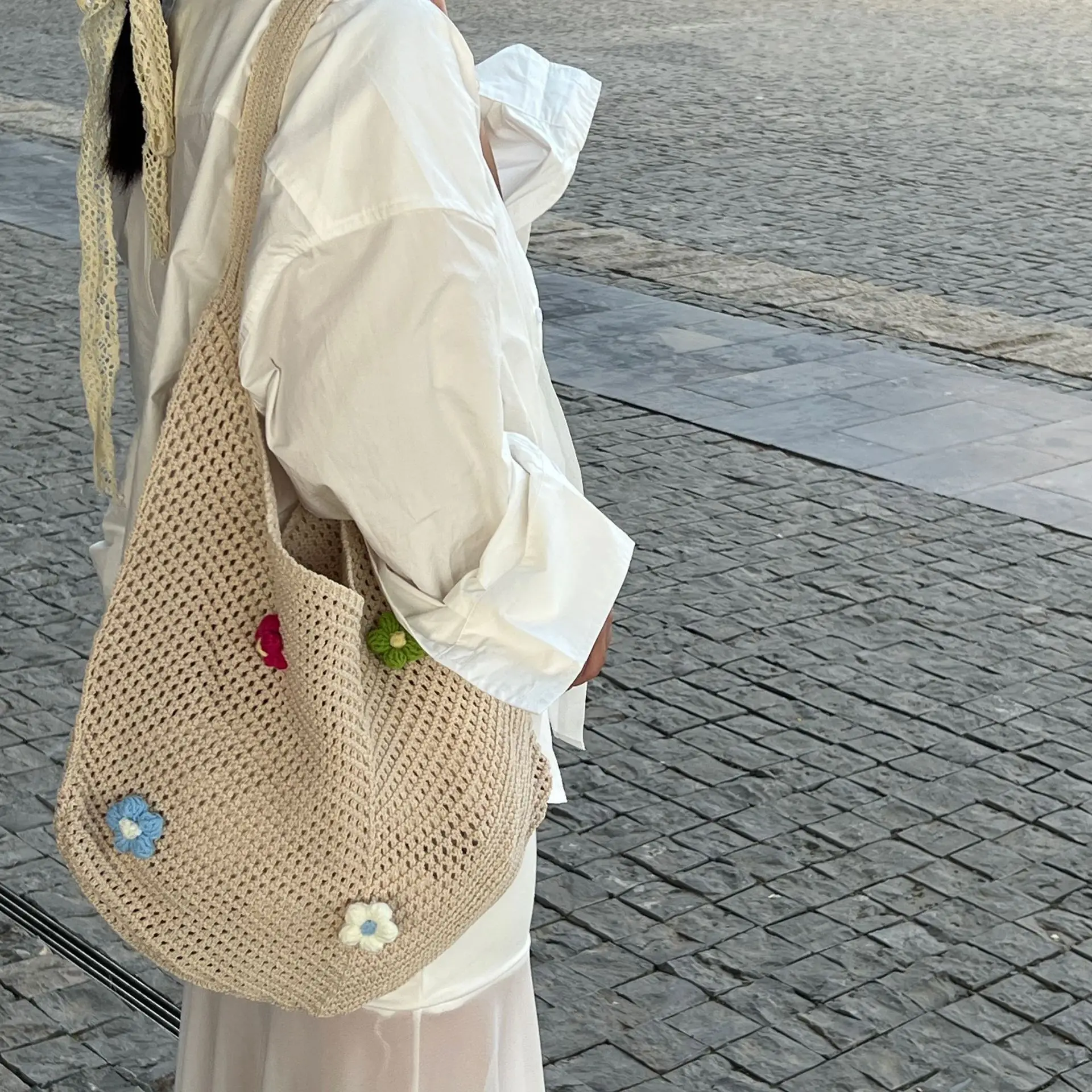Green Woven Shoulder Bag for Women Summer Beach Use - Image 17