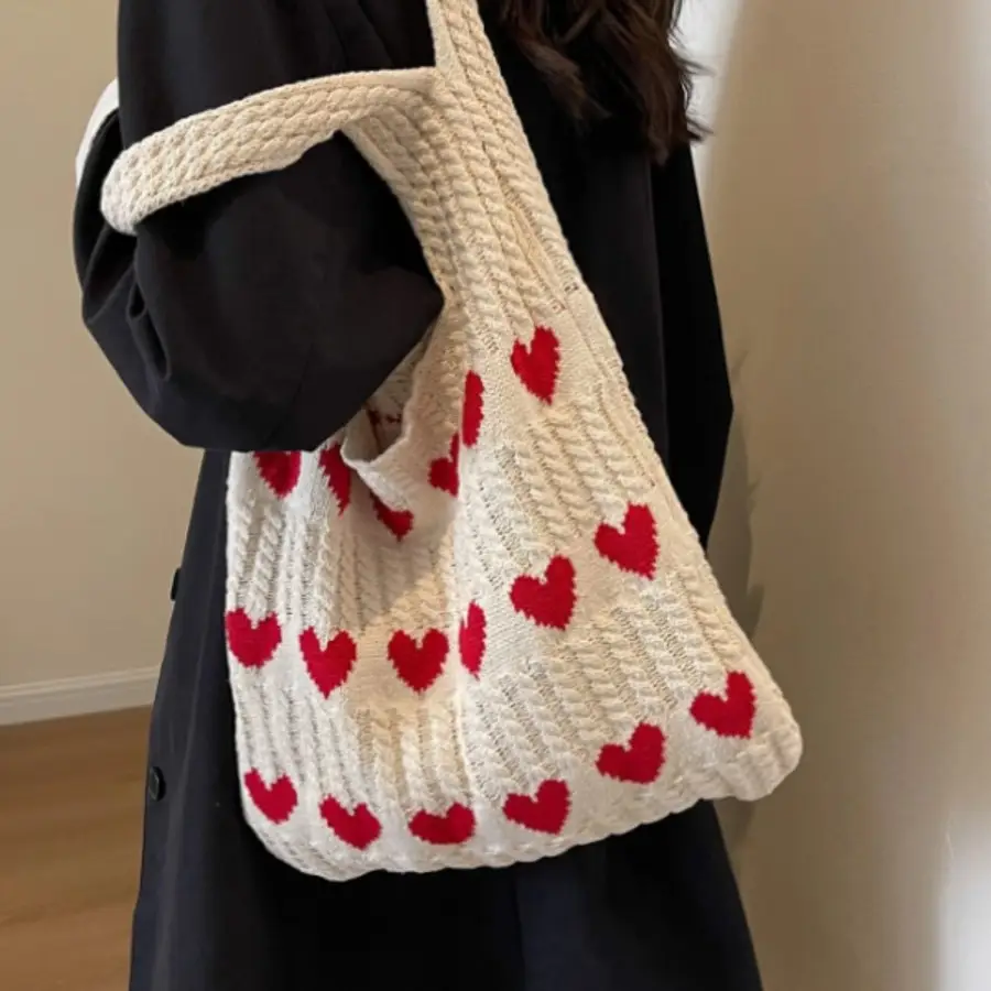 Knitted Love Tote Bags 2024 Early Autumn New Style - Image 9