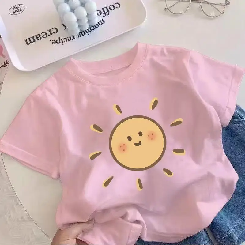 Smiley Sun 100% Cotton Red T-Shirt for Boys