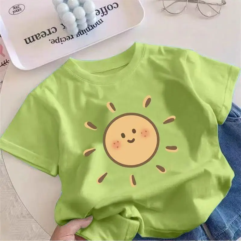 Smiley Sun 100% Cotton Red T-Shirt for Boys