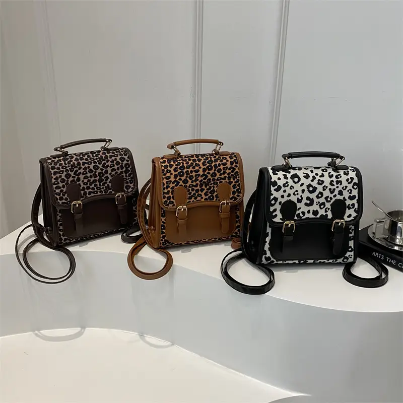 Retro Leopard Print Mini Shoulder Messenger Bag - Image 7