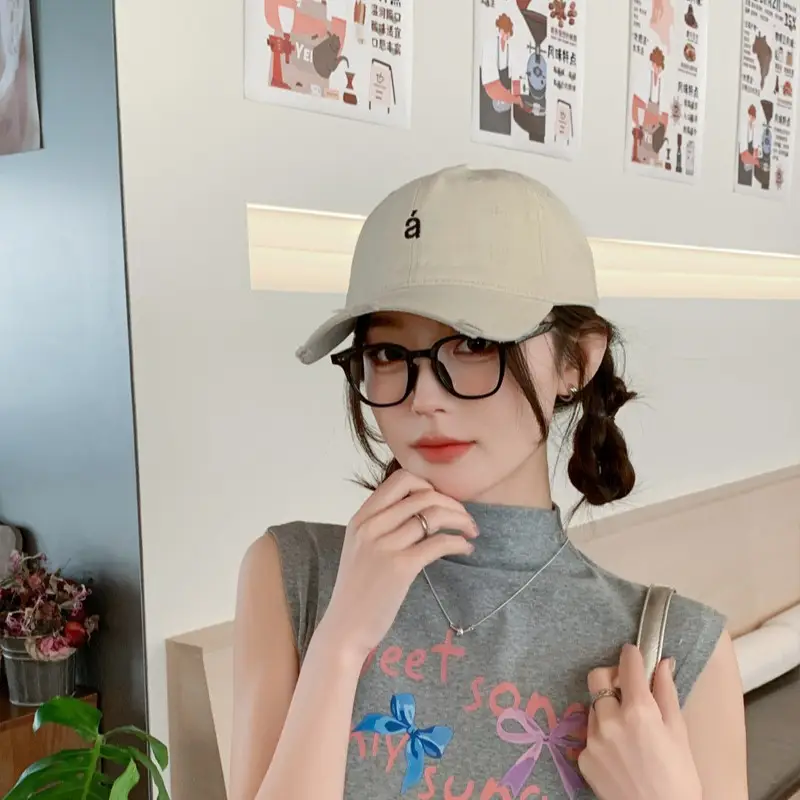 Women's Tan Wash & Rip Baseball Cap with Logo - Image 11