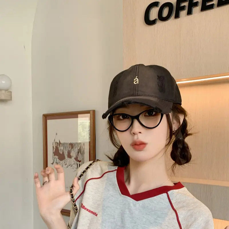 Women's Tan Wash & Rip Baseball Cap with Logo - Image 12