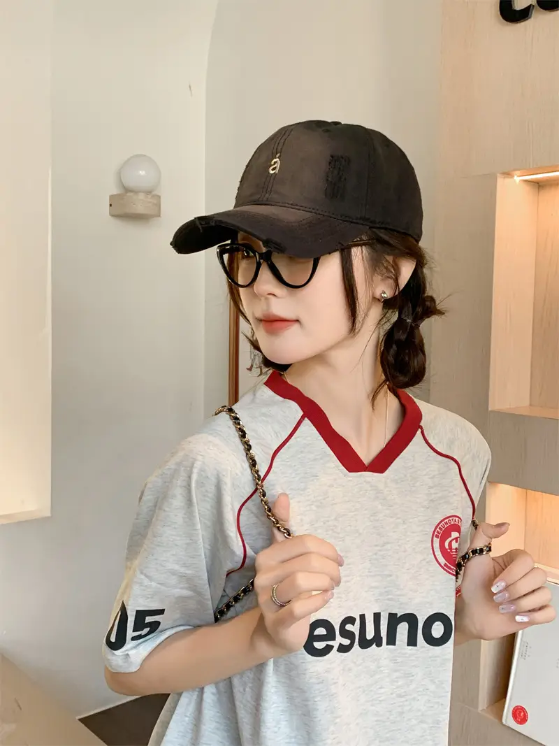 Women's Tan Wash & Rip Baseball Cap with Logo — feature 1