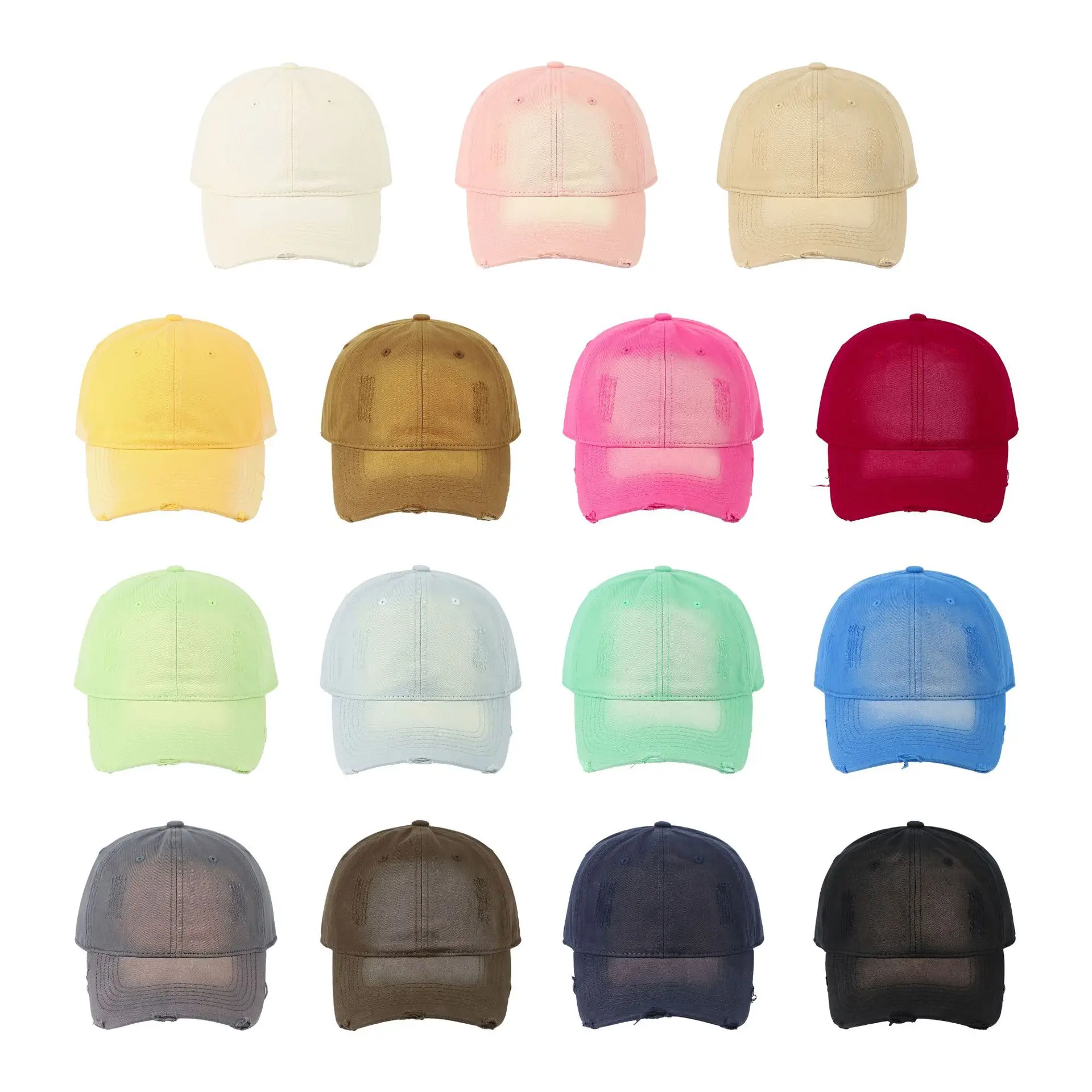 Yellow Vintage Distressed Baseball Cap Unisex Sunshade - Image 16