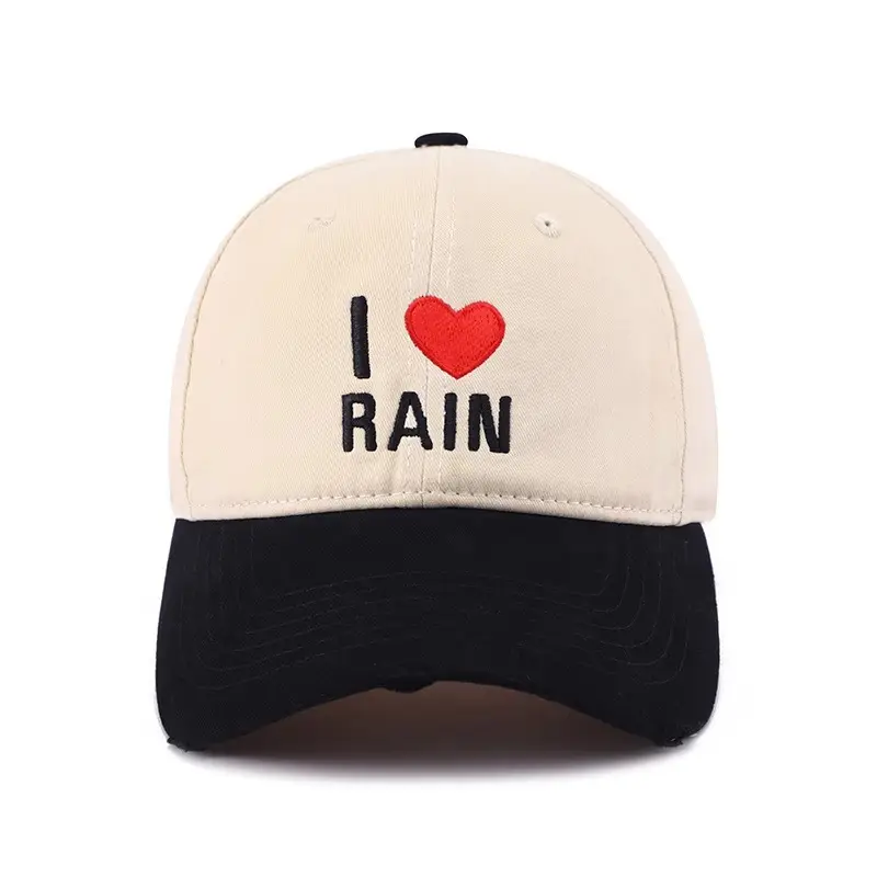 I Love Rain Red Heart Cap Women Blue Neckband
