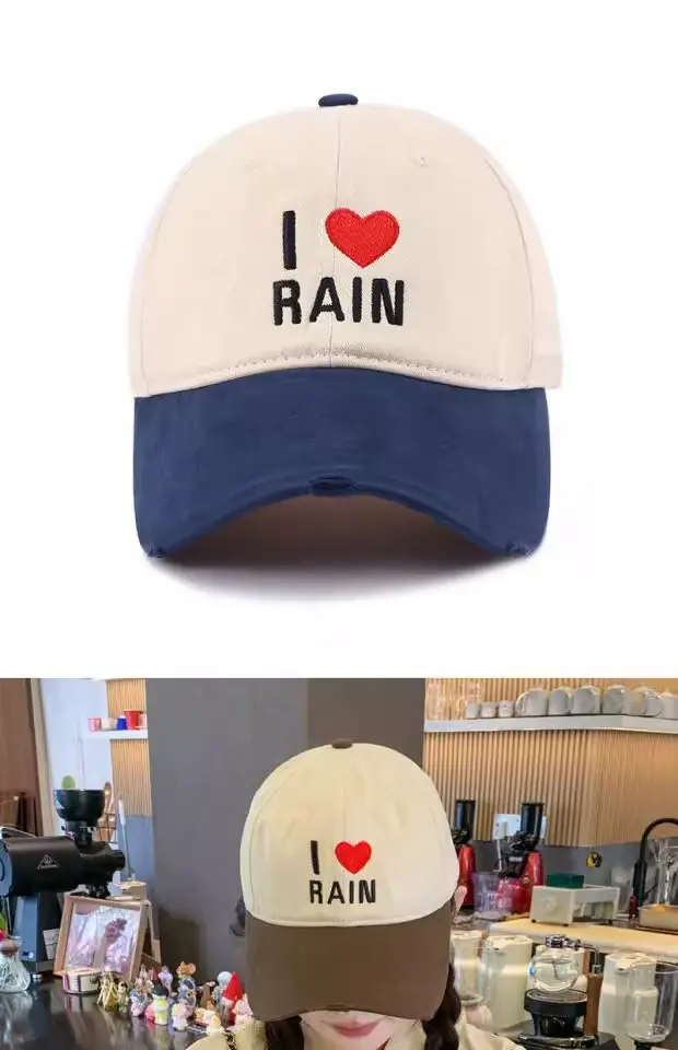 I Love Rain Red Heart Cap Women Blue Neckband — feature 1