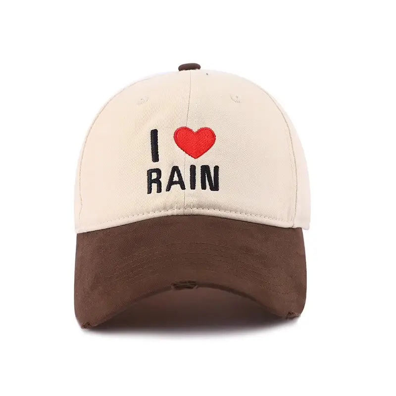 I Love Rain Red Heart Cap Women Blue Neckband