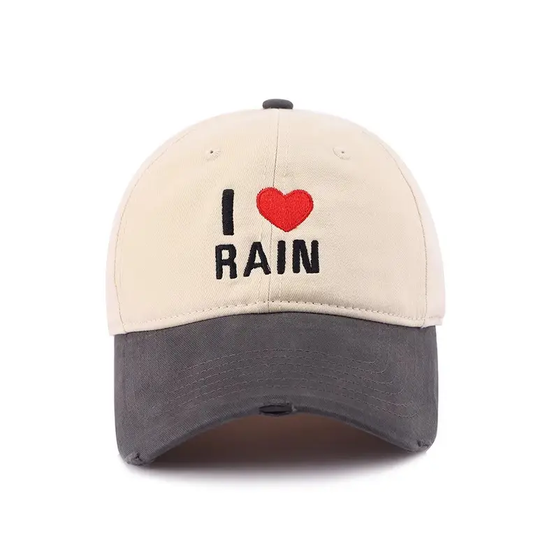 I Love Rain Red Heart Cap Women Blue Neckband