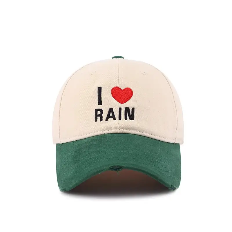 I Love Rain Red Heart Cap Women Blue Neckband