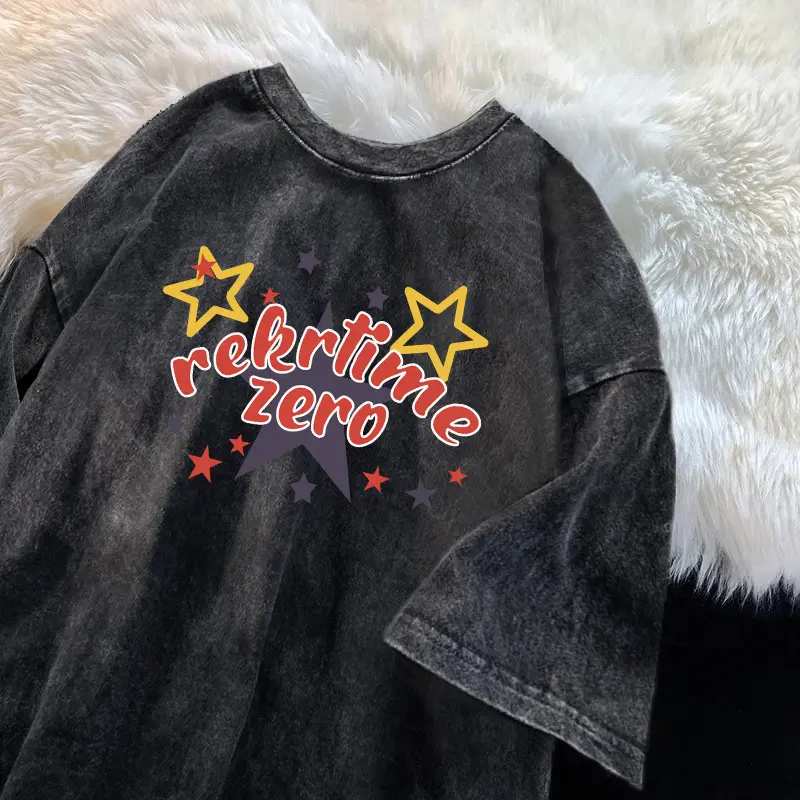 Washed Distressed T-Shirt for Boys Summer Retro Graphic Medium Large - Image 7