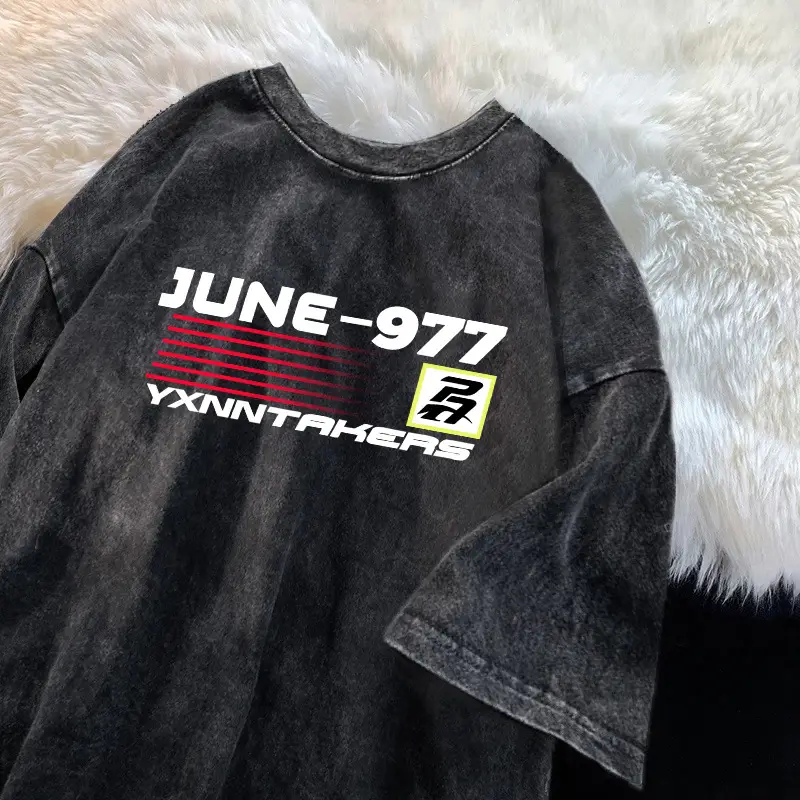 Washed Distressed T-Shirt for Boys Summer Retro Graphic Medium Large - Image 3