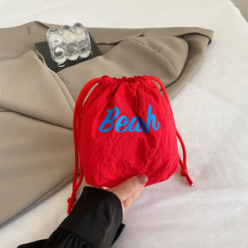 Red Large Capacity Women's Tote Bag with Drawstring Closure — feature 16