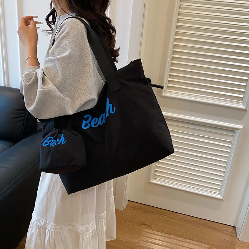 Red Large Capacity Women's Tote Bag with Drawstring Closure — feature 23