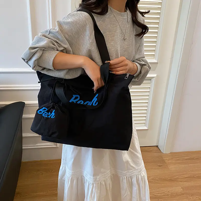 Red Large Capacity Women's Tote Bag with Drawstring Closure — feature 28