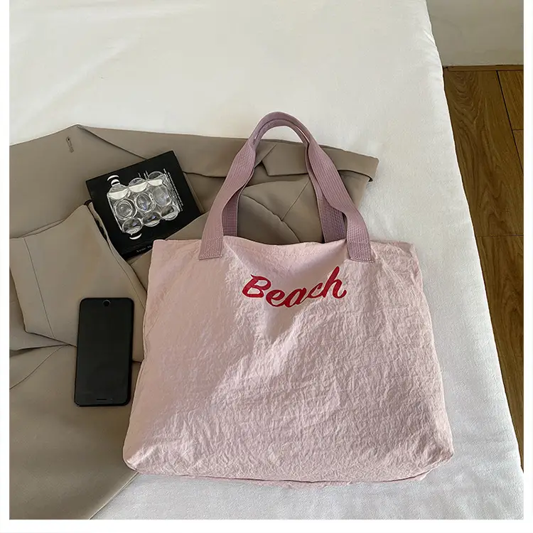 Red Large Capacity Women's Tote Bag with Drawstring Closure — feature 4