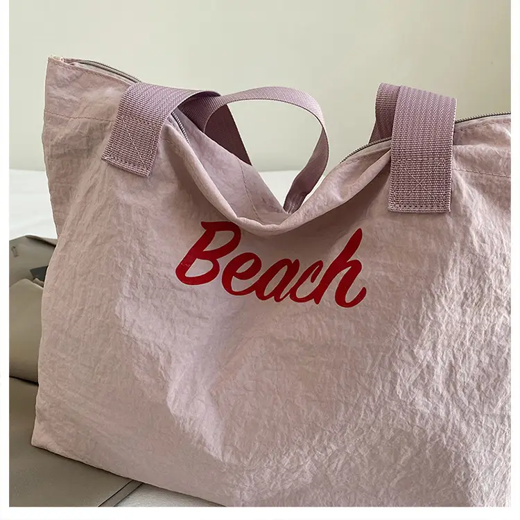 Red Large Capacity Women's Tote Bag with Drawstring Closure — feature 6