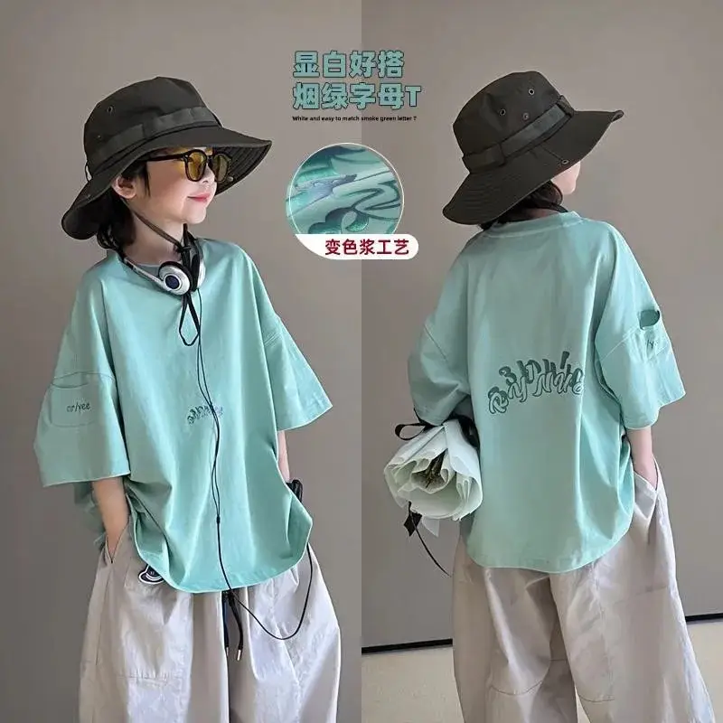 Boys T-Shirt Short Sleeve Summer Light Blue 6-12Y — feature 1
