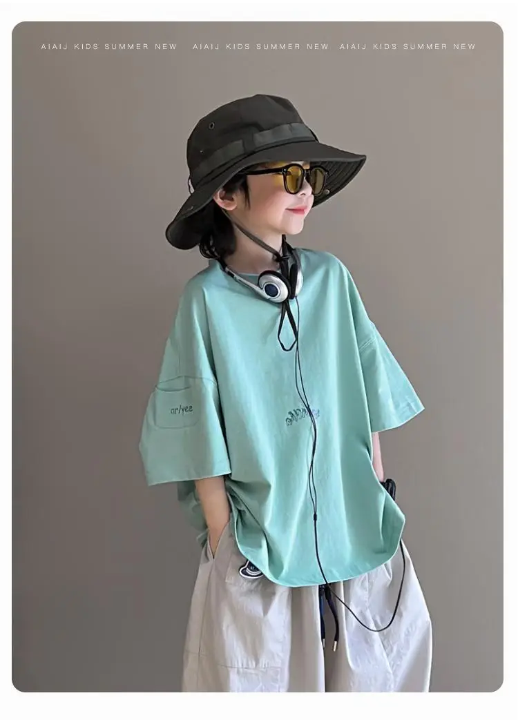 Boys T-Shirt Short Sleeve Summer Light Blue 6-12Y — feature 2