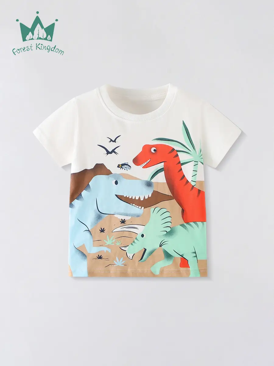 White Cotton Short Sleeve T-Shirt for Boys Summer 2025