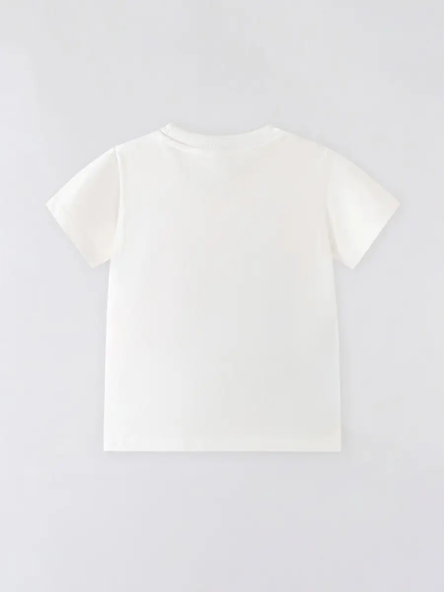 White Cotton Short Sleeve T-Shirt for Boys Summer 2025 - Image 3