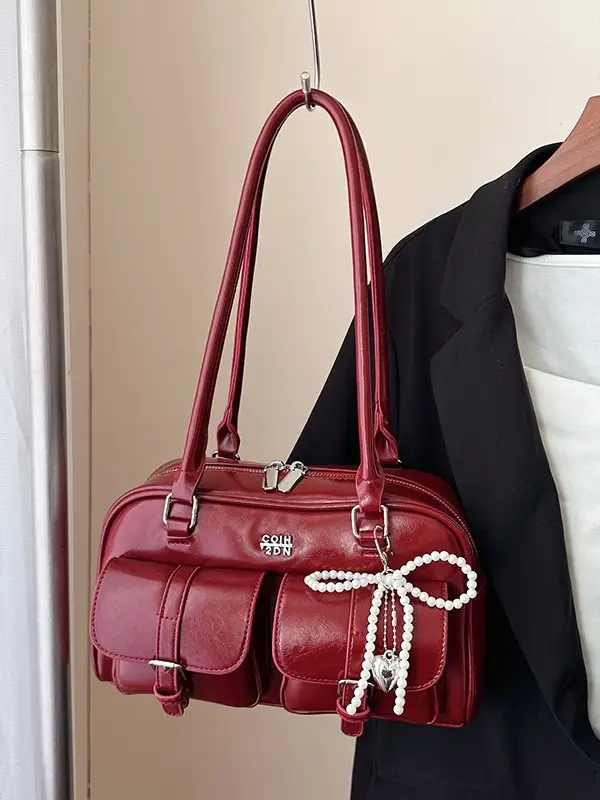 Yellow Leather Shoulder Bag for Women 2025 Summer - Image 9