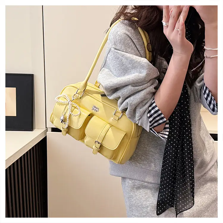 Yellow Leather Shoulder Bag for Women 2025 Summer — feature 16
