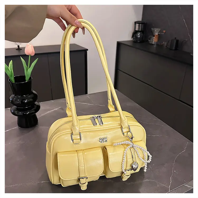 Yellow Leather Shoulder Bag for Women 2025 Summer — feature 37