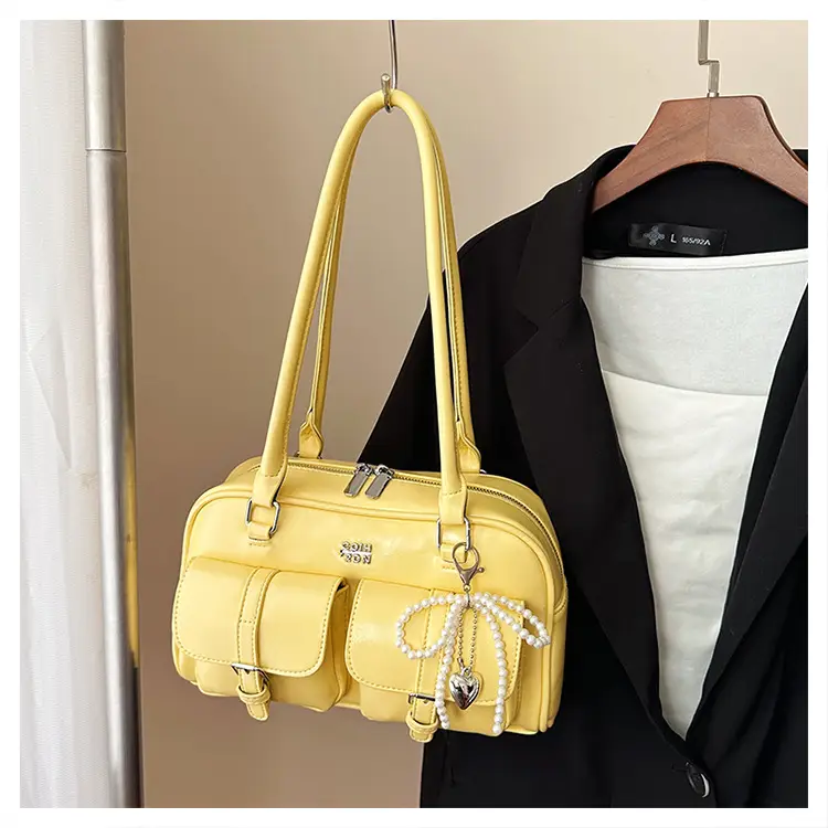 Yellow Leather Shoulder Bag for Women 2025 Summer — feature 38