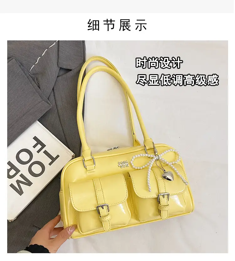 Yellow Leather Shoulder Bag for Women 2025 Summer — feature 4