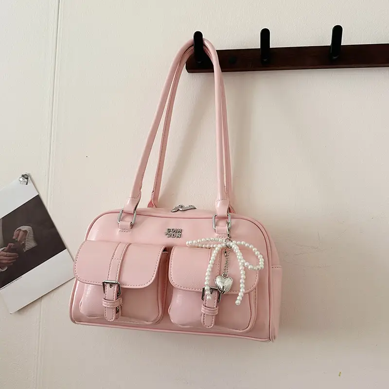 Yellow Leather Shoulder Bag for Women 2025 Summer - Image 3