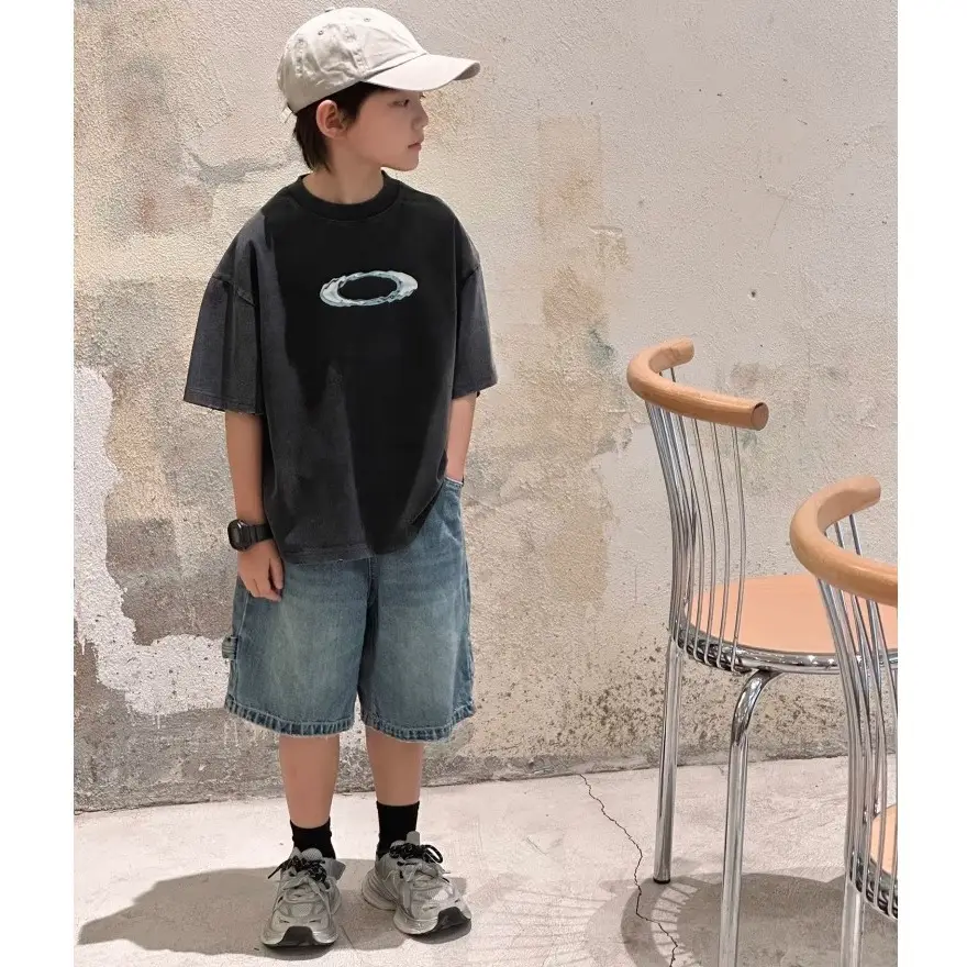 Kids T-Shirt Black Graphic Short Sleeve Cotton Summer - Image 3