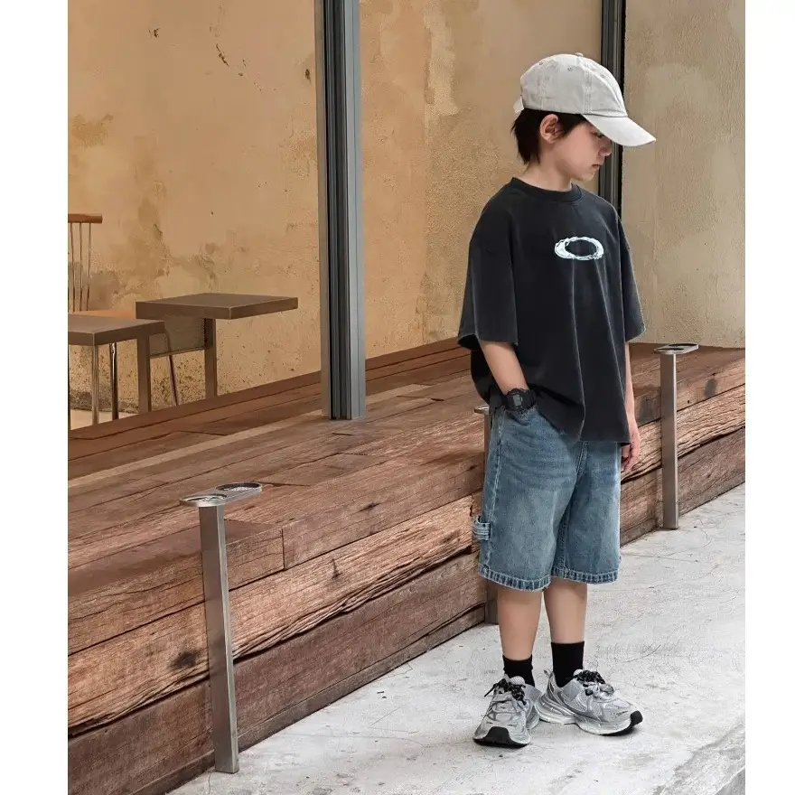 Kids T-Shirt Black Graphic Short Sleeve Cotton Summer - Image 4