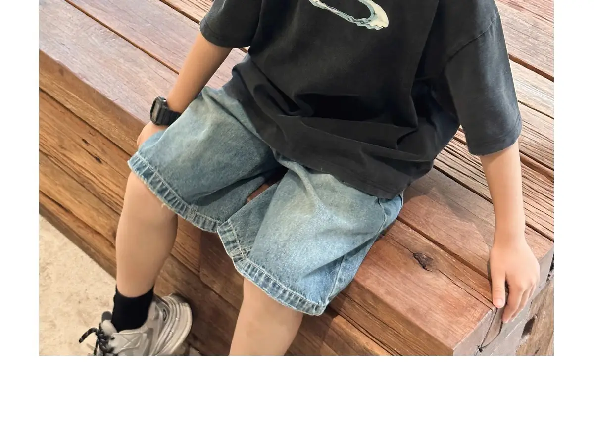 Kids T-Shirt Black Graphic Short Sleeve Cotton Summer — feature 13