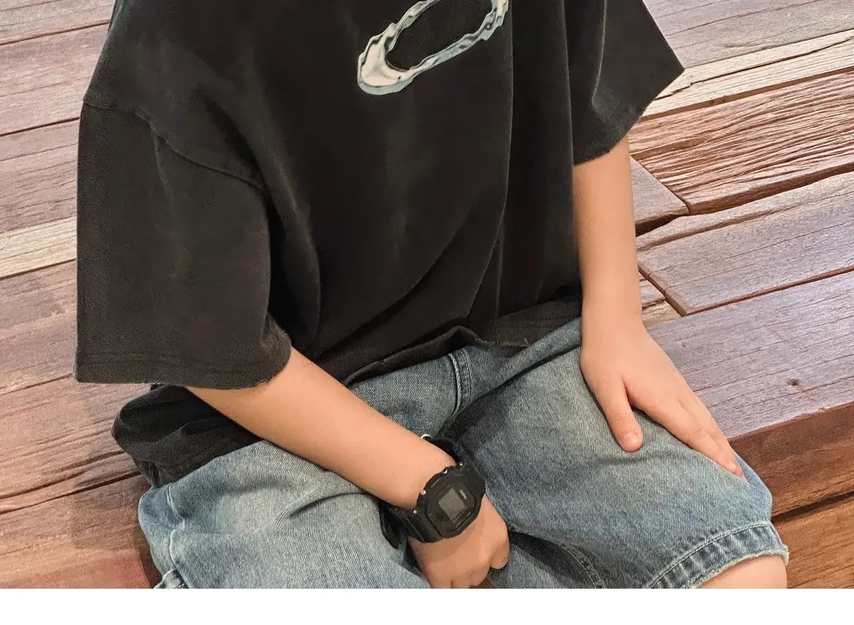 Kids T-Shirt Black Graphic Short Sleeve Cotton Summer — feature 22