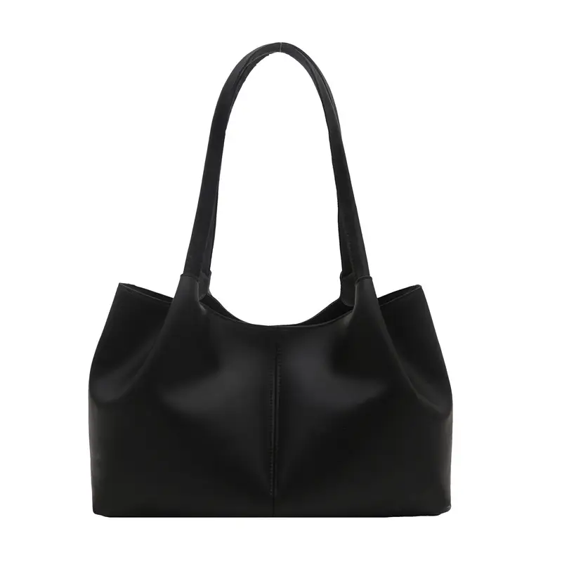 Black Leather Tote Bag Large Capacity Daily Commute - Image 3