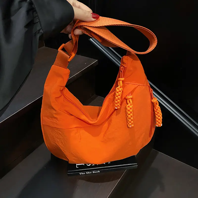 Orange Nylon Shoulder Bag for Women 2025 - Image 5
