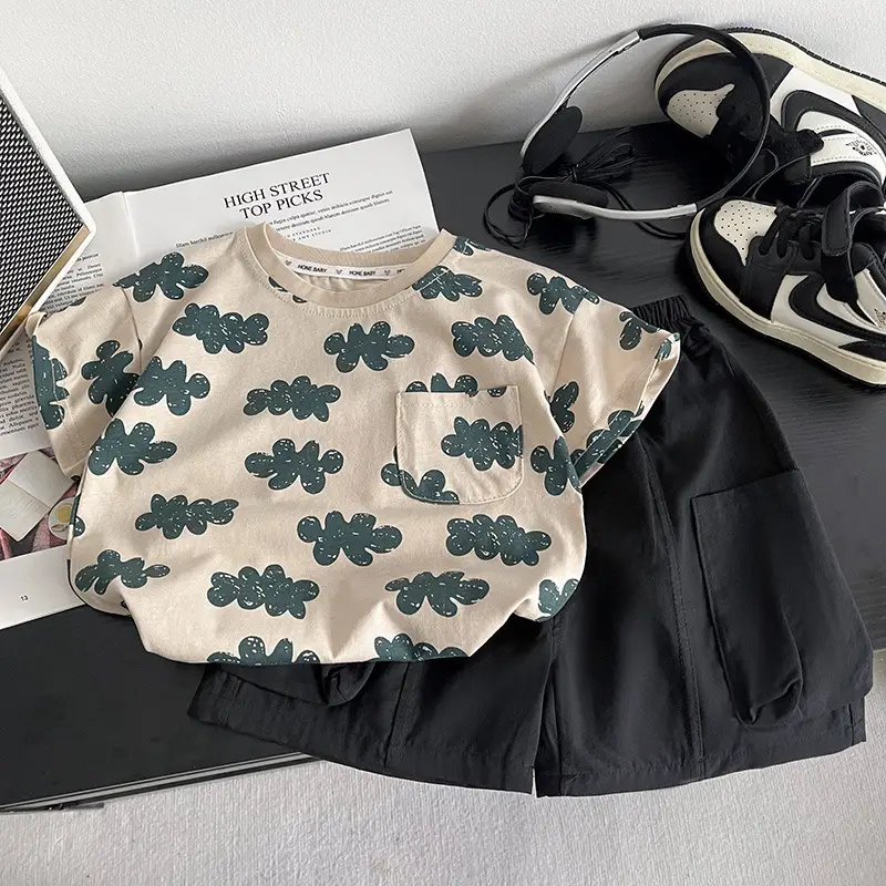 Boys Printed T-Shirt Shorts Two-Piece Set Summer — feature 6