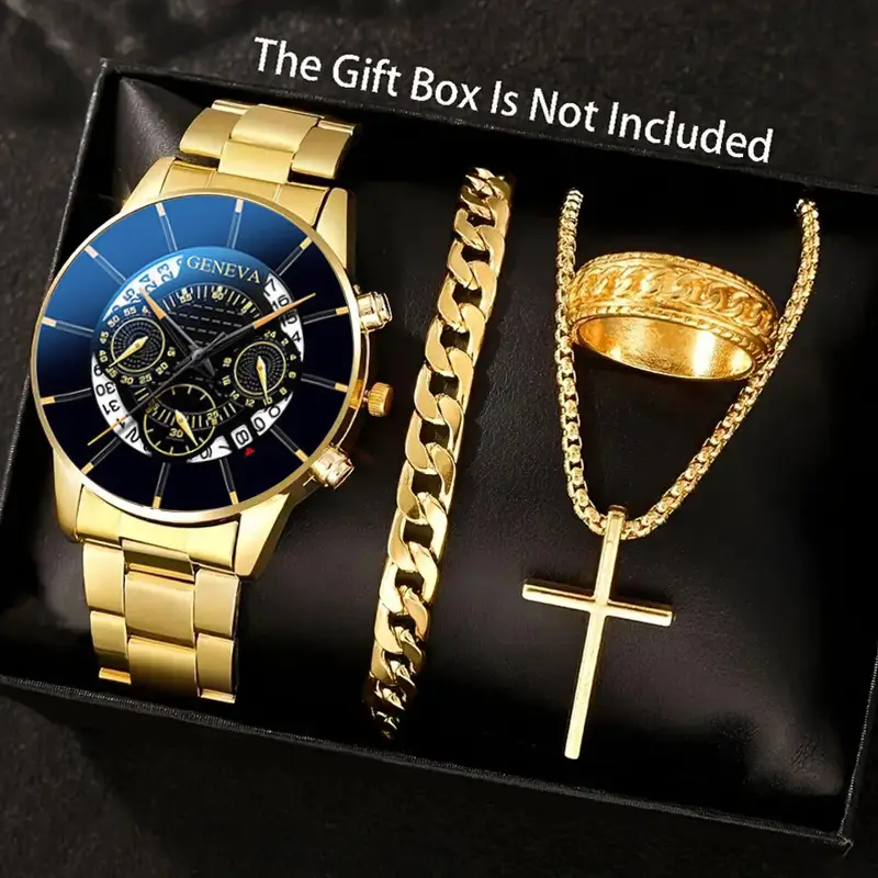 Factory Direct Sales Watch Set Watch Men's High-End Glass Quartz Watch Steel Belt Men's Watch Dropshipping — feature 6