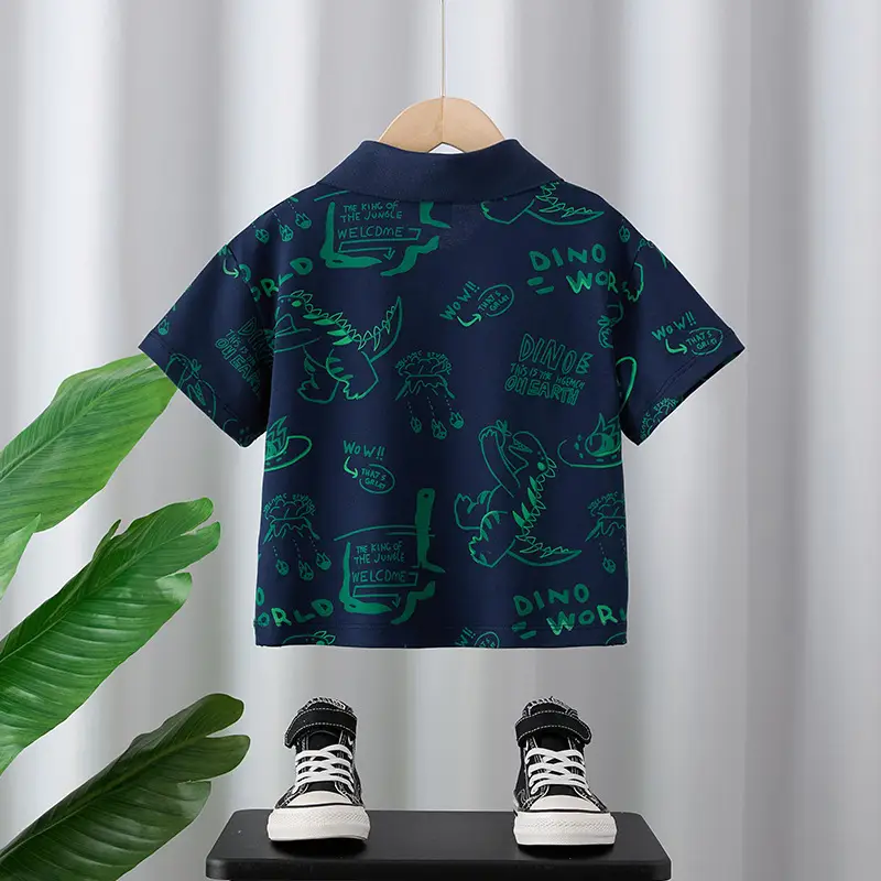 Kids Dino Print Polo Shirt Summer Boys 2025 - Image 3