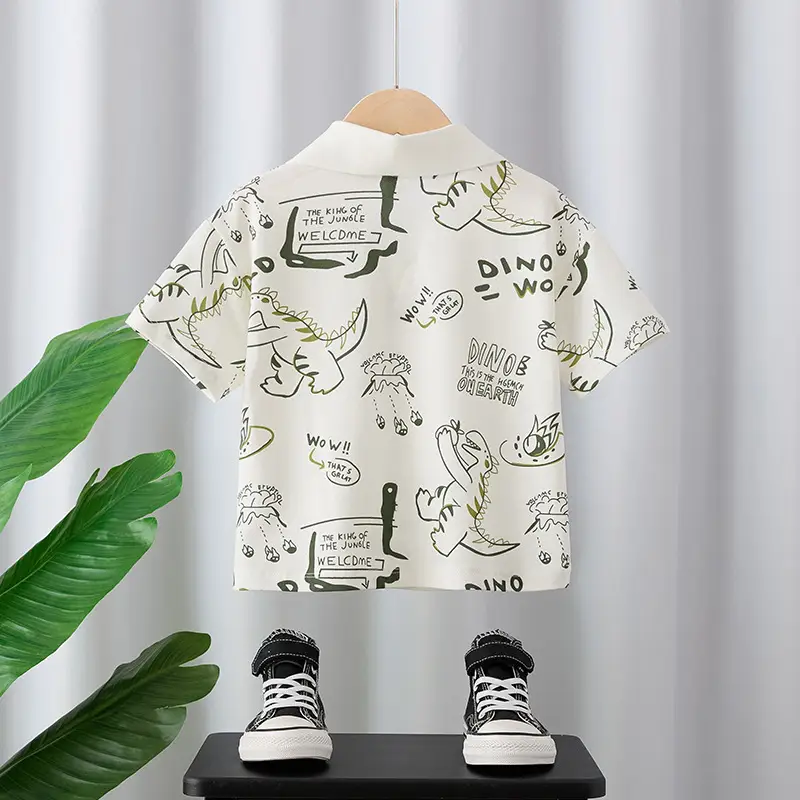 Kids Dino Print Polo Shirt Summer Boys 2025 - Image 4