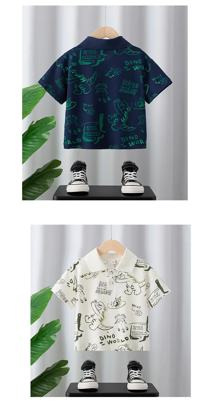 Kids Dino Print Polo Shirt Summer Boys 2025 โ feature 8