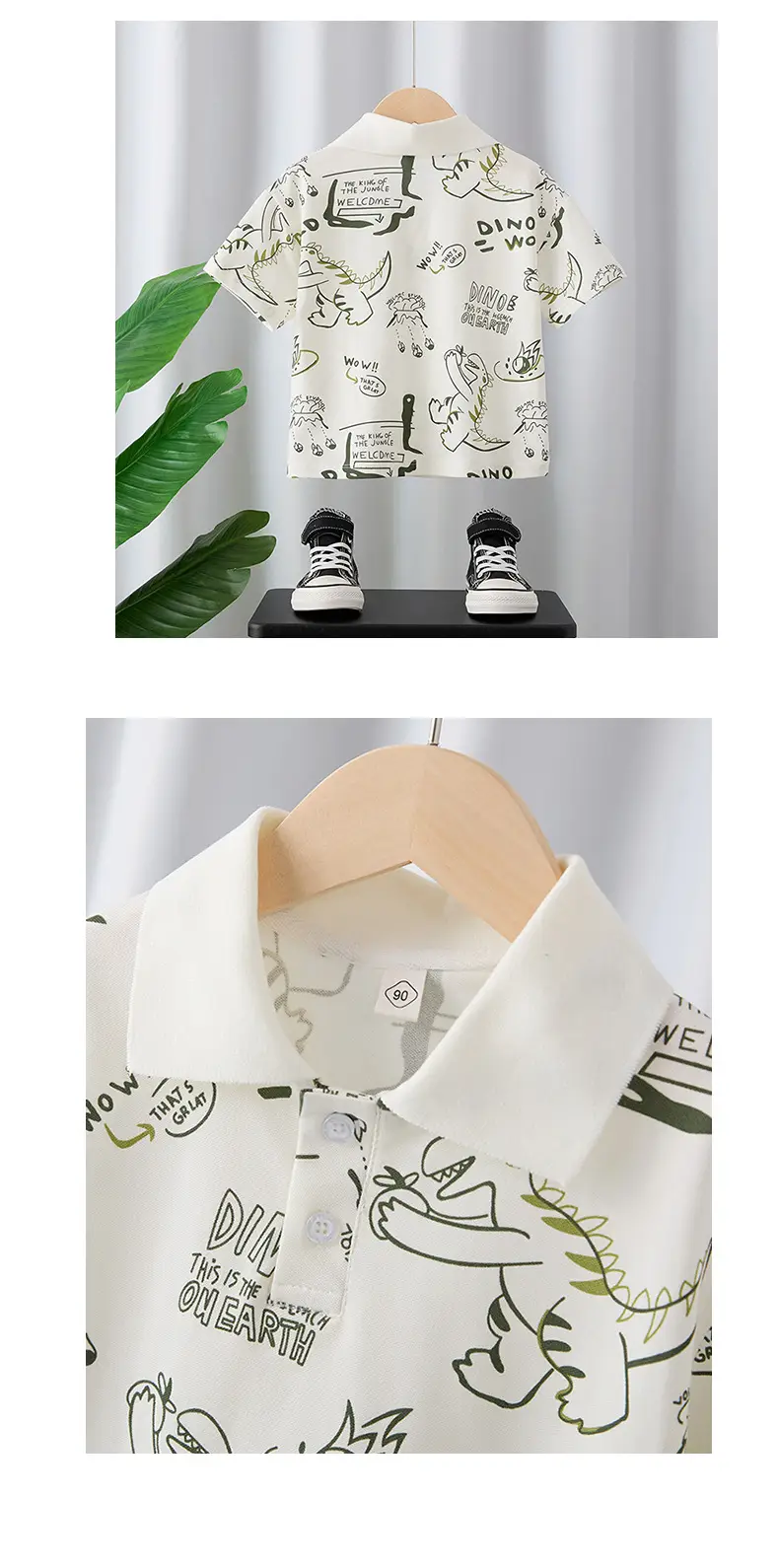 Kids Dino Print Polo Shirt Summer Boys 2025 โ feature 9
